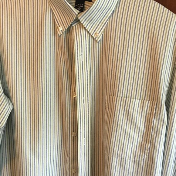 lands' End Men's LS Button Down Striped Sports Shirt Size 16 X 32 - Picture 4 of 9